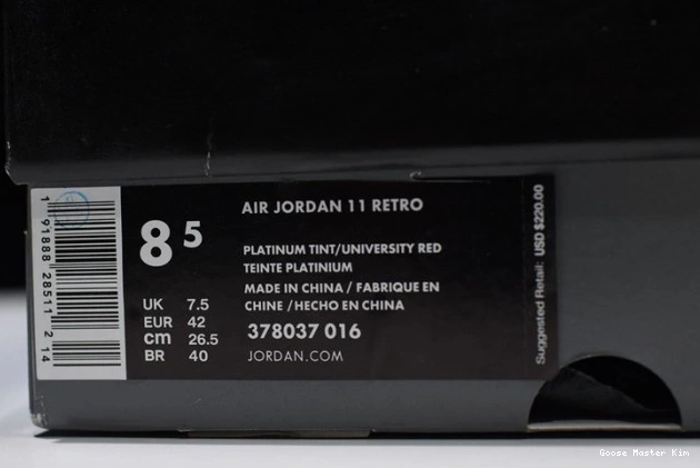 11 Retro Jordan Tint Air Platinum 378037-016 0702